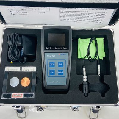 HEC-101 60KHz ইডি কারেন্ট ইলেকট্রিকাল কন্ডাকটিভিটি টেস্টার % আইএসিএস এমএস/মি ডুয়াল ইউনিট অটো তাপমাত্রা ক্ষতিপূরণ অ্যালুমিনিয়াম তামা খাদ কন্ডাকটিভিটি মিটার